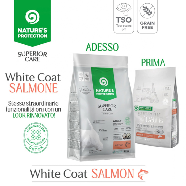 Nature’s Protection Superior Care Adult Small e Mini White Dogs Grain Free Salmone