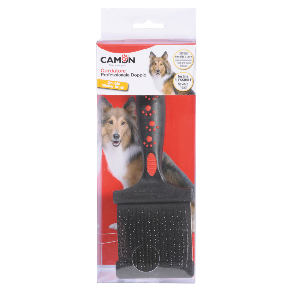 Cardatore professionale doppio con testina flessibile per cani Camon