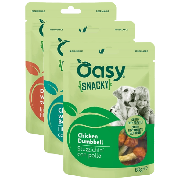 Oasy Snacky snack per cani cotto al forno Adult All Breeds 80 gr