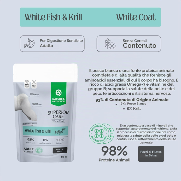 Nature’s Protection Superior Care White Coat Dog Adult All Breeds Filetti in gelatina 85 gr