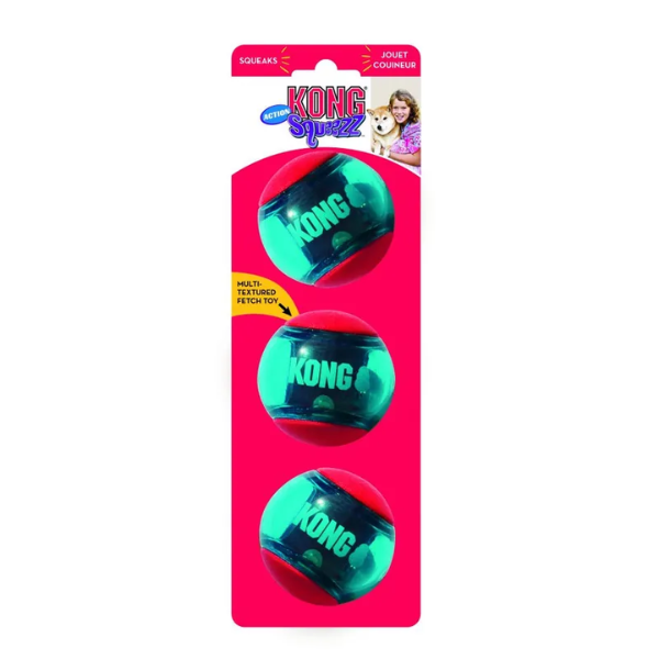 Kong Squeezz Action Ball Gioco Riporto interattivo con Squeak per cani