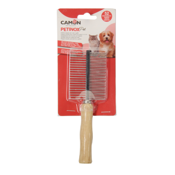 Pettine per cani con manico in legno per cani e gatti Petinox Pet Camon