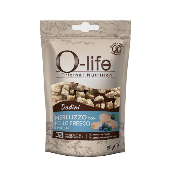 O-life Adult Snack per cani Dadini Carne fresca 80 gr