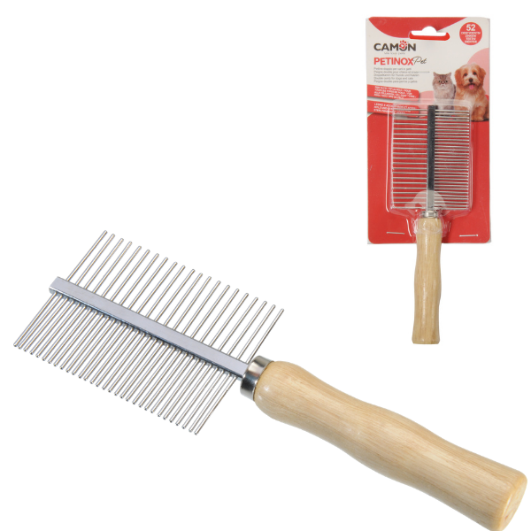 Pettine per cani con manico in legno per cani e gatti Petinox Pet Camon