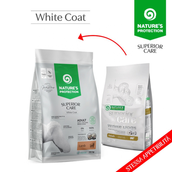Nature’s Protection Superior Care Adult Small e Mini White Dogs Gluten Free Agnello
