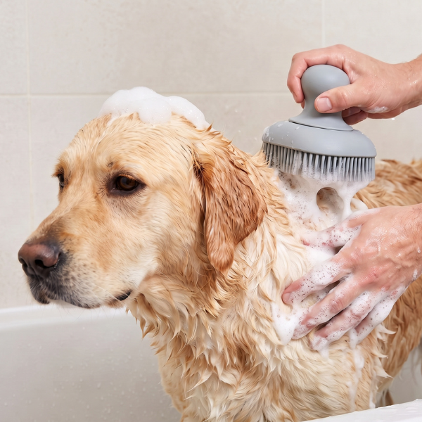 Spazzola dispenser per shampoo per cani a pelo corto, medio e lungo GRO Ferplast
