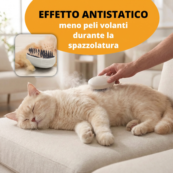 Spray Massage Brush Spazzola massaggiante a vapore per cani e gatti con ricarica USB Ferplast