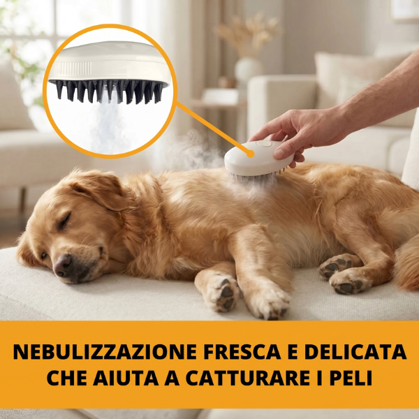 Spray Massage Brush Spazzola massaggiante a vapore per cani e gatti con ricarica USB Ferplast