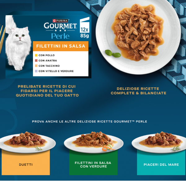 Purina Gourmet Perle selezionate Filettini in salsa multipack 12x85 gr