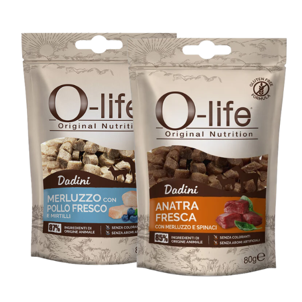 O-life Adult Snack per cani Dadini Carne fresca 80 gr