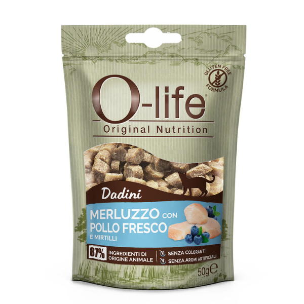 O-life Adult Snack per gatti Dadini Carne fresca 50 gr