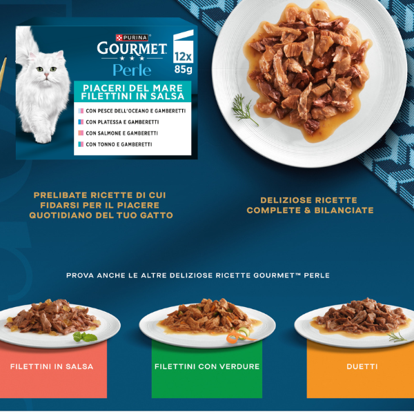 Purina Gourmet Perle selezionate Filettini in salsa multipack 12x85 gr