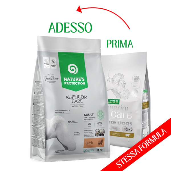 Nature’s Protection Superior Care Adult Small e Mini White Dogs Gluten Free Agnello