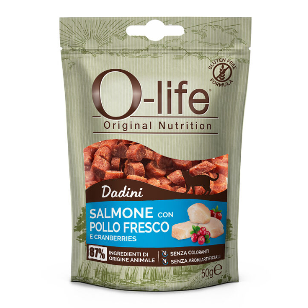 O-life Adult Snack per gatti Dadini Carne fresca 50 gr