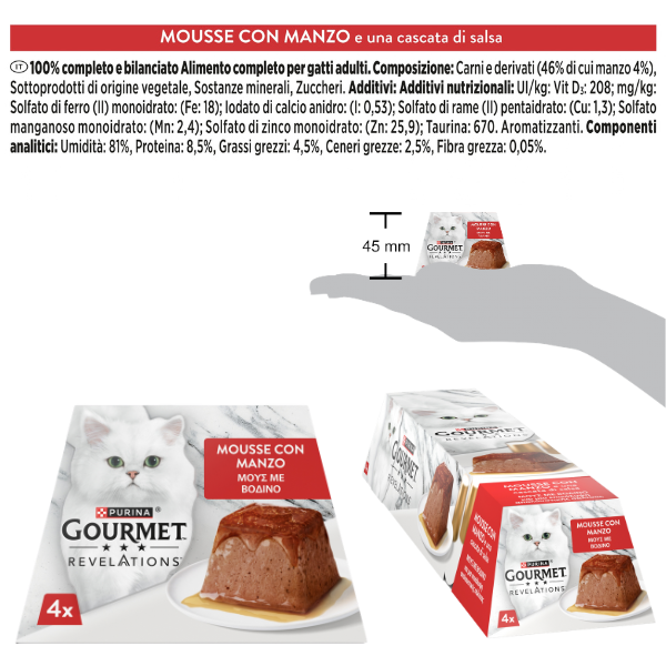 Purina Gourmet Revelations Mousse in salsa Multipack 4x57gr