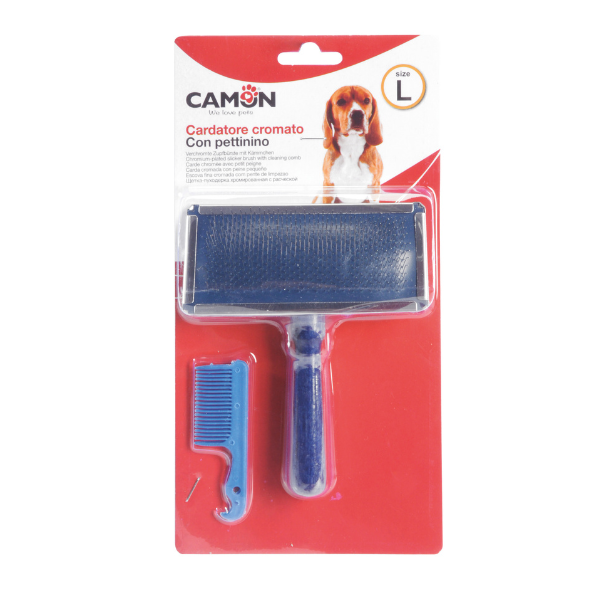 Cardatore cromato con pettinino per cani e gatti ShedzapPet Camon