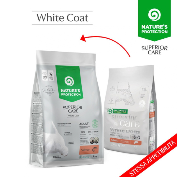 Nature’s Protection Superior Care Adult Small e Mini White Dogs Grain Free Salmone
