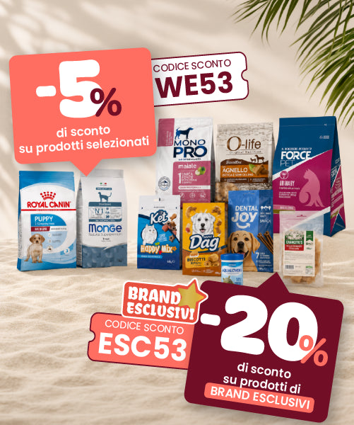 Usa il codice sconto ESC53 per il 20% di sconto sui Brand in Esclusiva. Usa il codice WE53 per il 5% di sconto su tutti i prodotti in catalogo. Scade il 19/07 alle 23:59