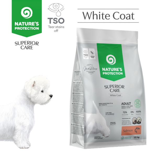 Nature’s Protection Superior Care Adult Small e Mini White Dogs Grain Free Salmone