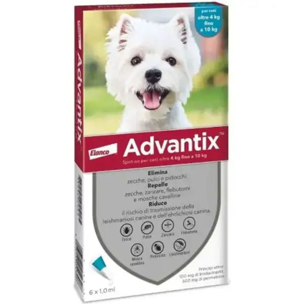 Advantix antiparassitario Spot-On per cani  6 pipette peso 4-10 kg bauzaarit.myshopify.com