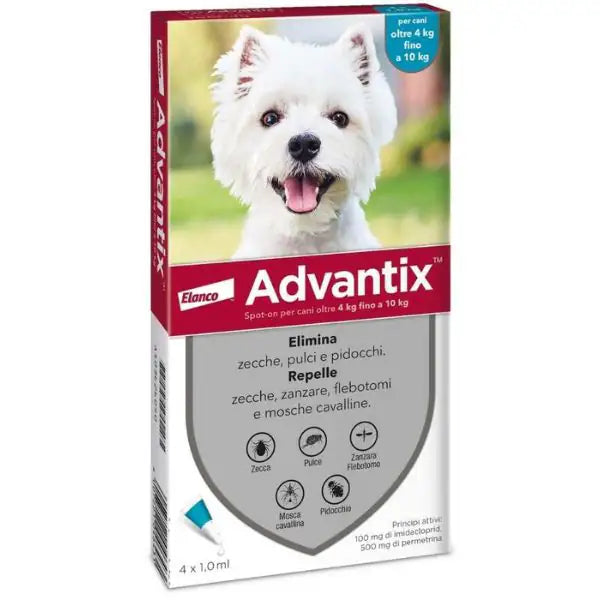 Advantix antiparassitario Spot-On per cani  Cani 4-10 kg - 4 pipette bauzaarit.myshopify.com