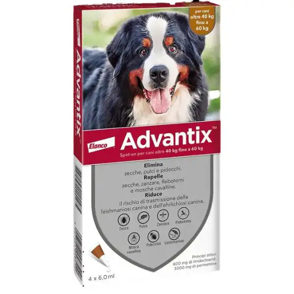 Advantix antiparassitario Spot-On per cani  Cani 40-60 kg - 4 pipette bauzaarit.myshopify.com