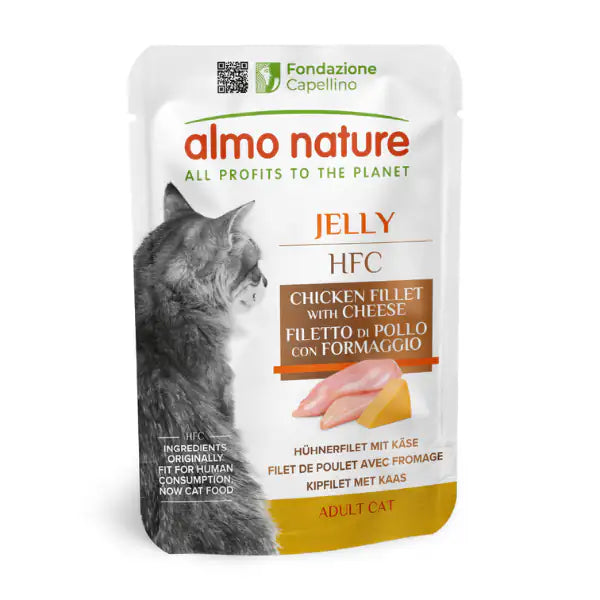 Almo Nature HFC Jelly Natural Cat 55 gr  Pollo e formaggio bauzaarit.myshopify.com