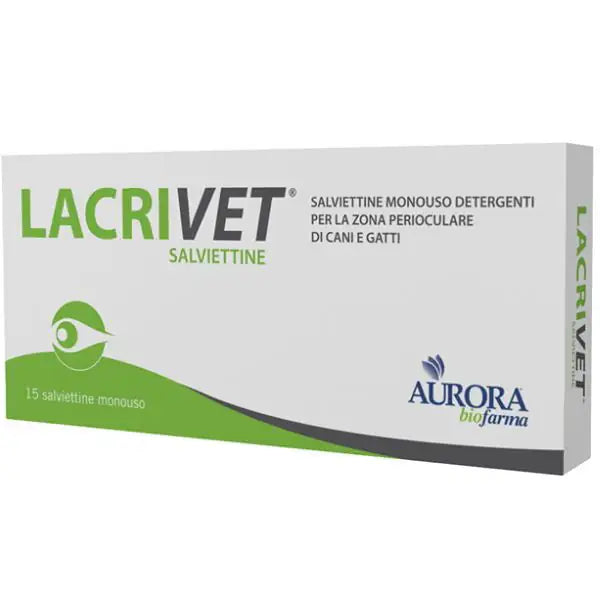 Aurora Biofarma Lacrivet Salviettine Monouso cane e gatto  15 pezzi bauzaarit.myshopify.com