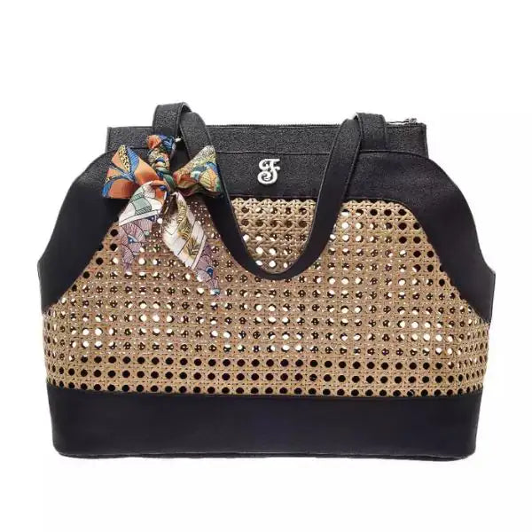 Borsa Trasportino Musa Ferribiella  Nera in vimini bauzaarit.myshopify.com