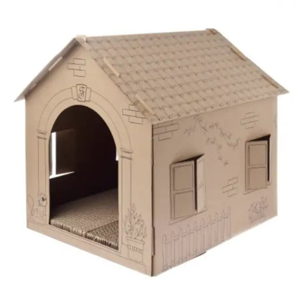 Casetta tiragraffi in cartone con catnip Ferribiella   bauzaarit.myshopify.com