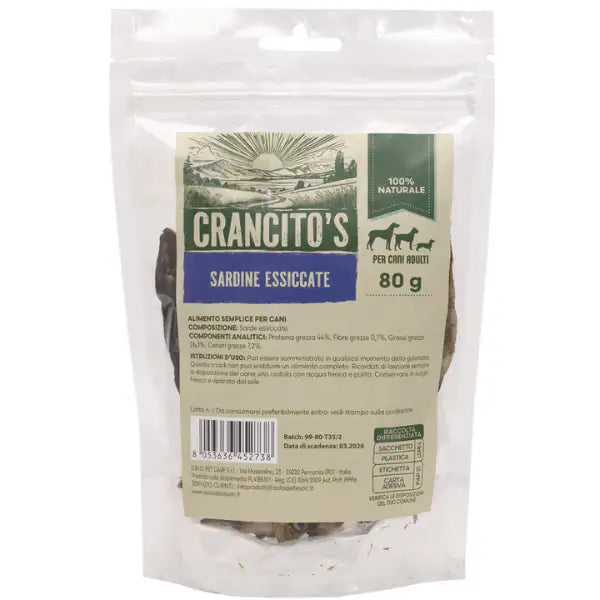 Crancito's Sardine essiccate snack per cani   bauzaarit.myshopify.com