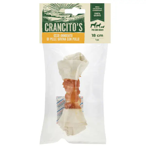 Crancito's Snack naturale per Cani Adulti Osso Annodato di pelle bovina con pollo  1 pezzo da 18 cm bauzaarit.myshopify.com
