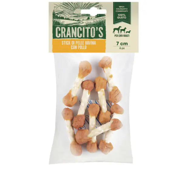 Crancito's Stick di Pelle Bovina con Pollo Snack naturale per cani adulti  6 pezzi da 7 cm bauzaarit.myshopify.com
