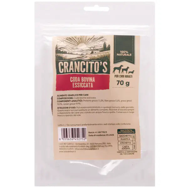 Crancito's snack naturale Dog Adult Coda bovina   bauzaarit.myshopify.com