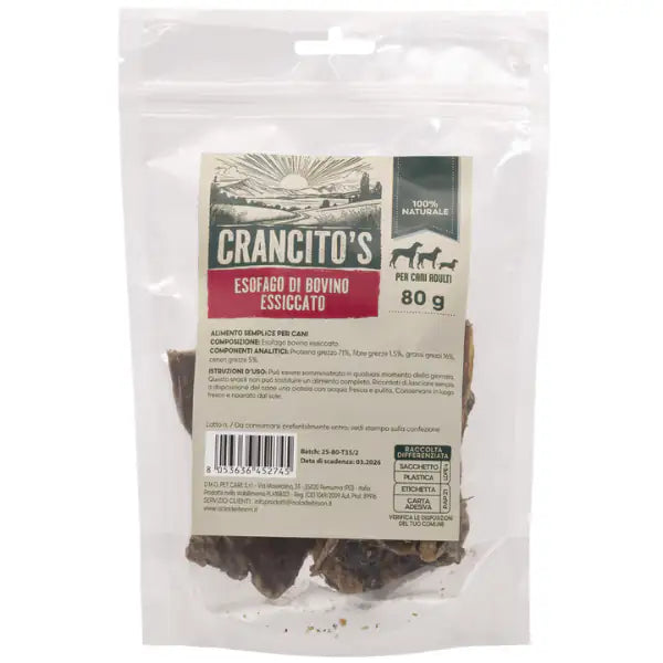 Crancito's snack naturale Dog Adult Esofago piatto  80 gr bauzaarit.myshopify.com