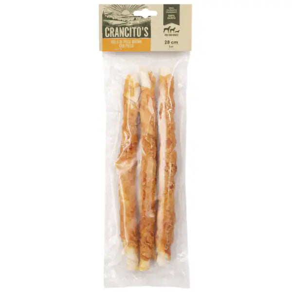 Crancito's snack naturale Dog Adult Rolls di pelle bovina  Bovino e pollo - 3 pezzi da 28 cm bauzaarit.myshopify.com