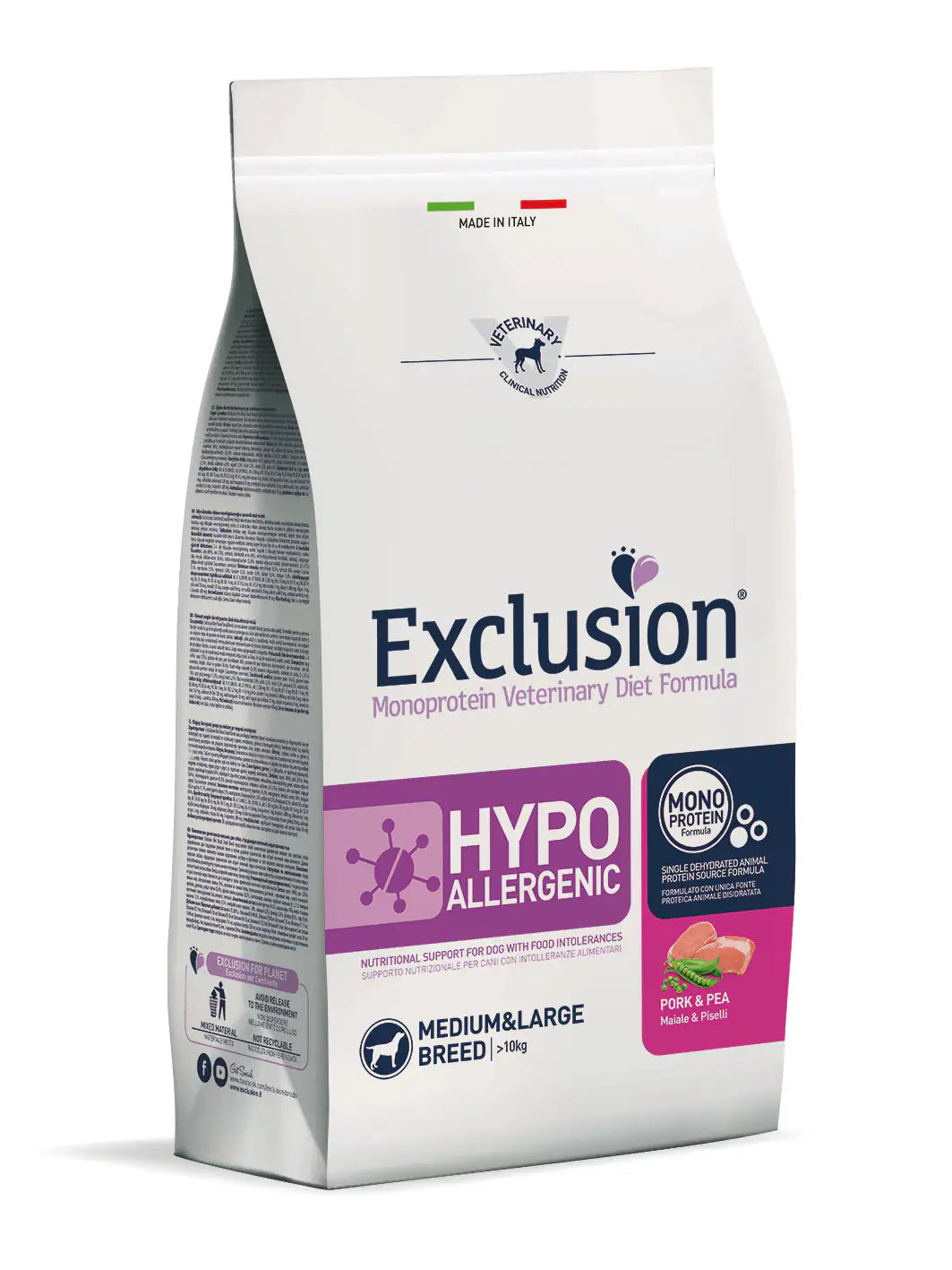 Exclusion Diet Hypoallergenic Medium/Large Breed Maiale e Piselli  12 kg bauzaarit.myshopify.com