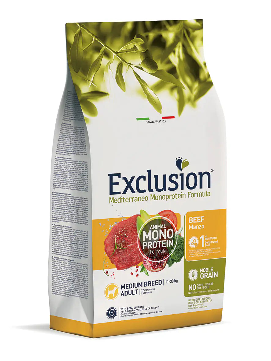 Exclusion Mediterraneo Adult Medium Breed Manzo  12 kg bauzaarit.myshopify.com