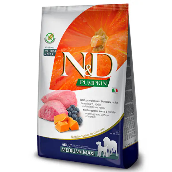 Farmina N&D Grain Free Pumpkin Adult Medium/Maxi Agnello e Mirtillo  2,5 kg bauzaarit.myshopify.com