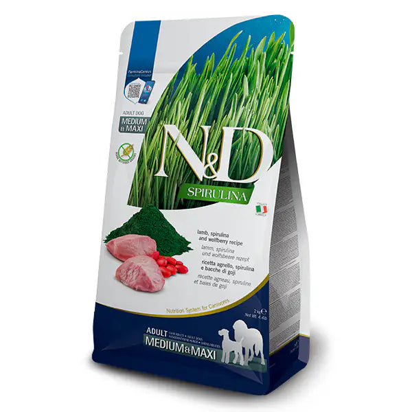 Farmina N&D Spirulina Grain free Adult Medium/Maxi Agnello e bacche di goji  7 kg bauzaarit.myshopify.com