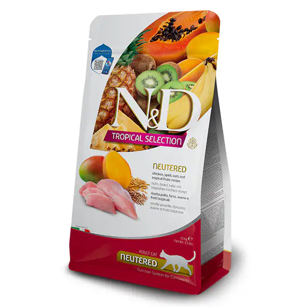 Farmina N&D Tropical Cat Neutered Low Grain Pollo e frutta tropicale  10 kg bauzaarit.myshopify.com