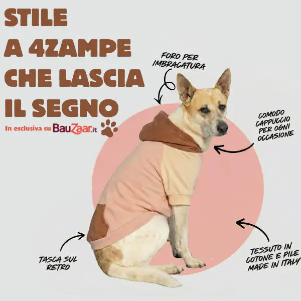 Felpa per cani colorazione a blocchi Base rosa Bauzaar   bauzaarit.myshopify.com