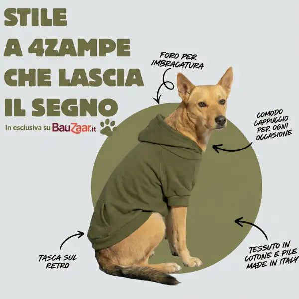 Felpa per cani mono colorazione Verde muschio Bauzaar   bauzaarit.myshopify.com