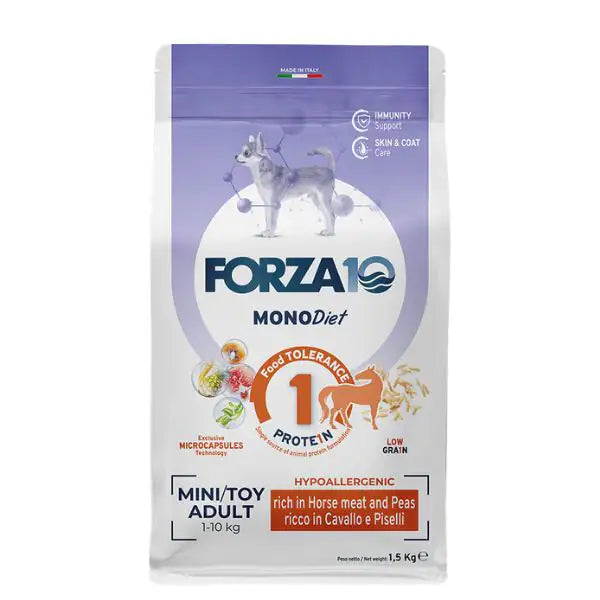 Forza10 MonoDiet Mini/Toy Adult Low Grain Hypoallergenic Cavallo e piselli   bauzaarit.myshopify.com