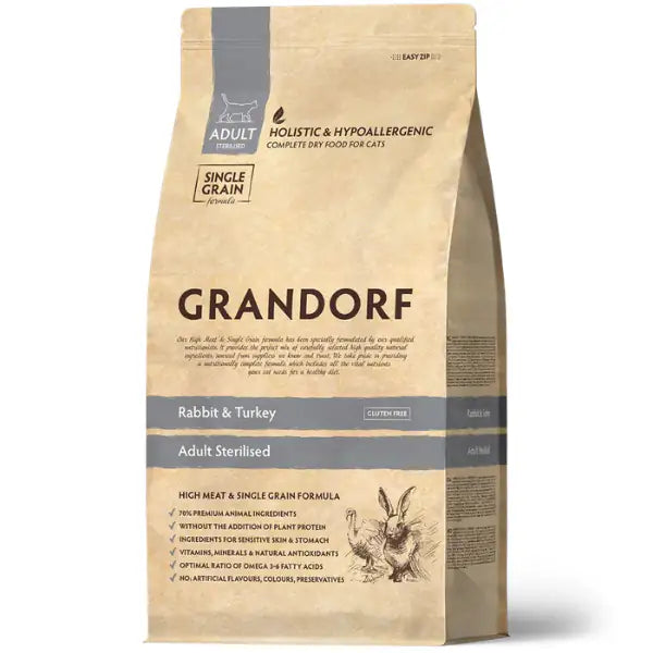Grandorf Cat Sterilised Hypoallergenic Coniglio e tacchino  2 Kg bauzaarit.myshopify.com