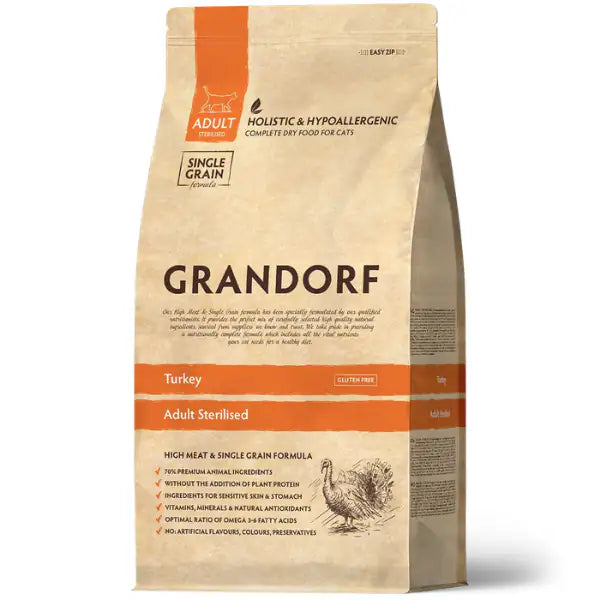 Grandorf Cat Sterilised Hypoallergenic Tacchino  2 Kg bauzaarit.myshopify.com