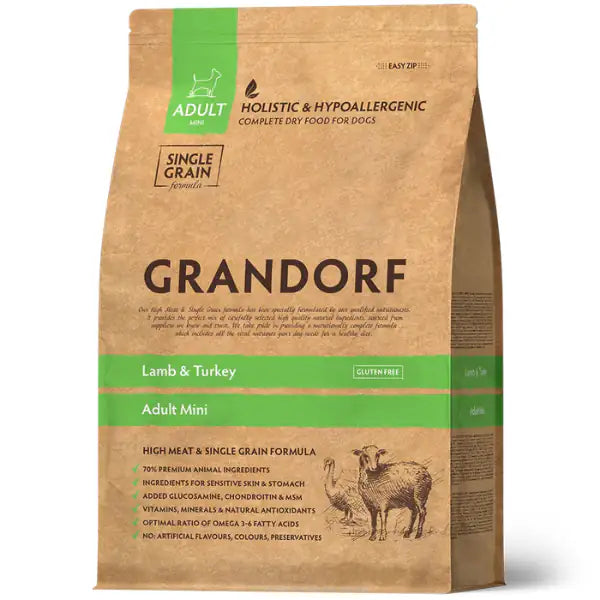 Grandorf Dog Adult Mini Hypoallergenic Agnello e tacchino  8 Kg bauzaarit.myshopify.com