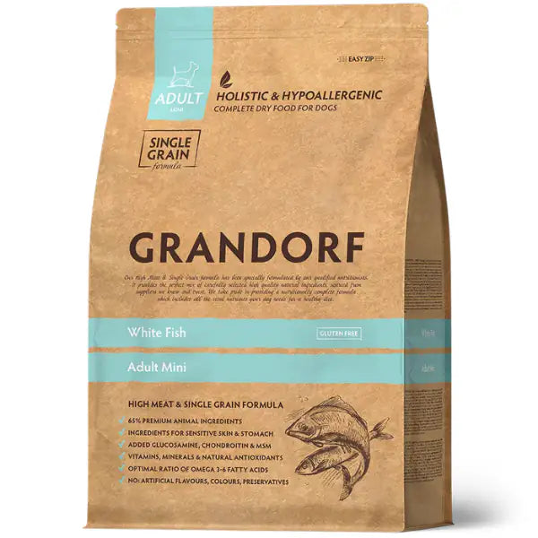 Grandorf Dog Adult Mini Hypoallergenic Pesce bianco  3 Kg bauzaarit.myshopify.com