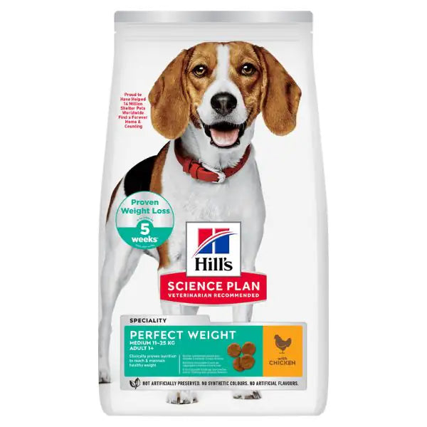 Hill's Science Plan Perfect Weight Medium Adult Alimento per Cani con Pollo   bauzaarit.myshopify.com