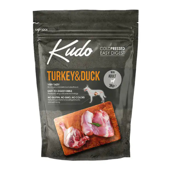Kudo Low Grain Adult Mini Tacchino e Anatra  3 kg bauzaarit.myshopify.com